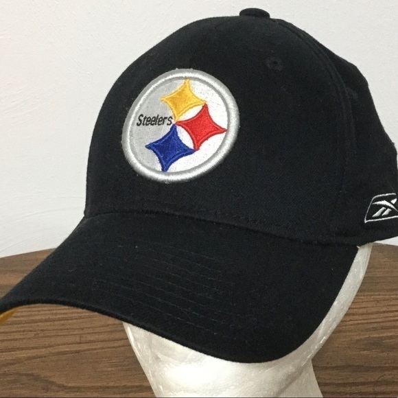 𝅺pittsburgh Steelers NFL REEBOK One-Size Black Hat - Picture 1 of 7